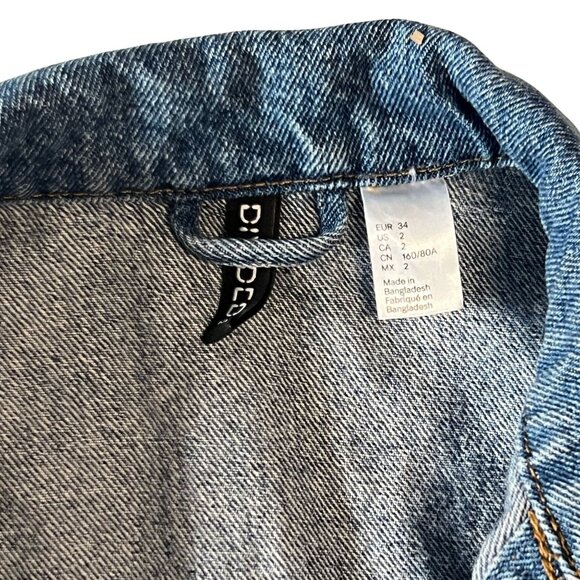 H&M Divided Mens Denim Jacket Size 2 Classic Blue Casual Style Made In Banglades - Picture 5 of 7